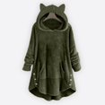 thumbnail image 2 of gakvbuo Fleece Jacket For Women Cat Hoodie With Ears&Button Down Pullover Hoodie Fleece Hooded Sweatshirt Cat Ear Irregular Plush Solid Long Sleeve Warm Winter Oversized Outwear With Pocket, 2 of 6