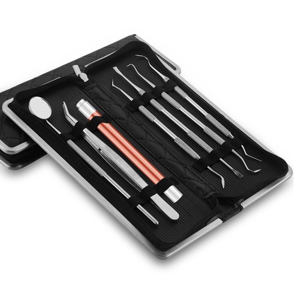 Yeacher Hygiene Kit Tooth Scraper Probe Tweezers Tools Pick Set Stainless Steel Mouth Mirror Dentist Home Use Tools