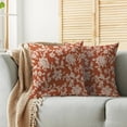 thumbnail image 2 of Vintage Floral Block Print Pillow Covers 16x16 Set of 2 Burnt Orange Brown Cream Flower Pattern Rustic Old Style Decorative Throw Pillow Cases Outdoor Farmhouse Decoration for Sofa Couch Bed, 2 of 6