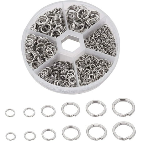Stainless Steel Double Snap Ring Fishing Split Rings Lure Connectors Fishing Tackle Stainless Steel Color 4~10x0.8~1.5mm Inner Diameter: 3~8mm 710pcs/box
