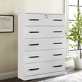 thumbnail image 6 of Better Home Products Olivia Wooden Tall 5 Drawer Chest Bedroom Dresser in White, 6 of 16