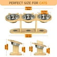 thumbnail image 2 of Adjustable Height Stainless Steel Elevated Food & Water Bowl Set with Bamboo Shelf for Cats, (3 Pack), 2 of 7