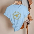 thumbnail image 4 of Cathalem T-Shirt à Manches Courtes Col Rond en Coton pour Femmes, Bleu TTG, 4 of 5
