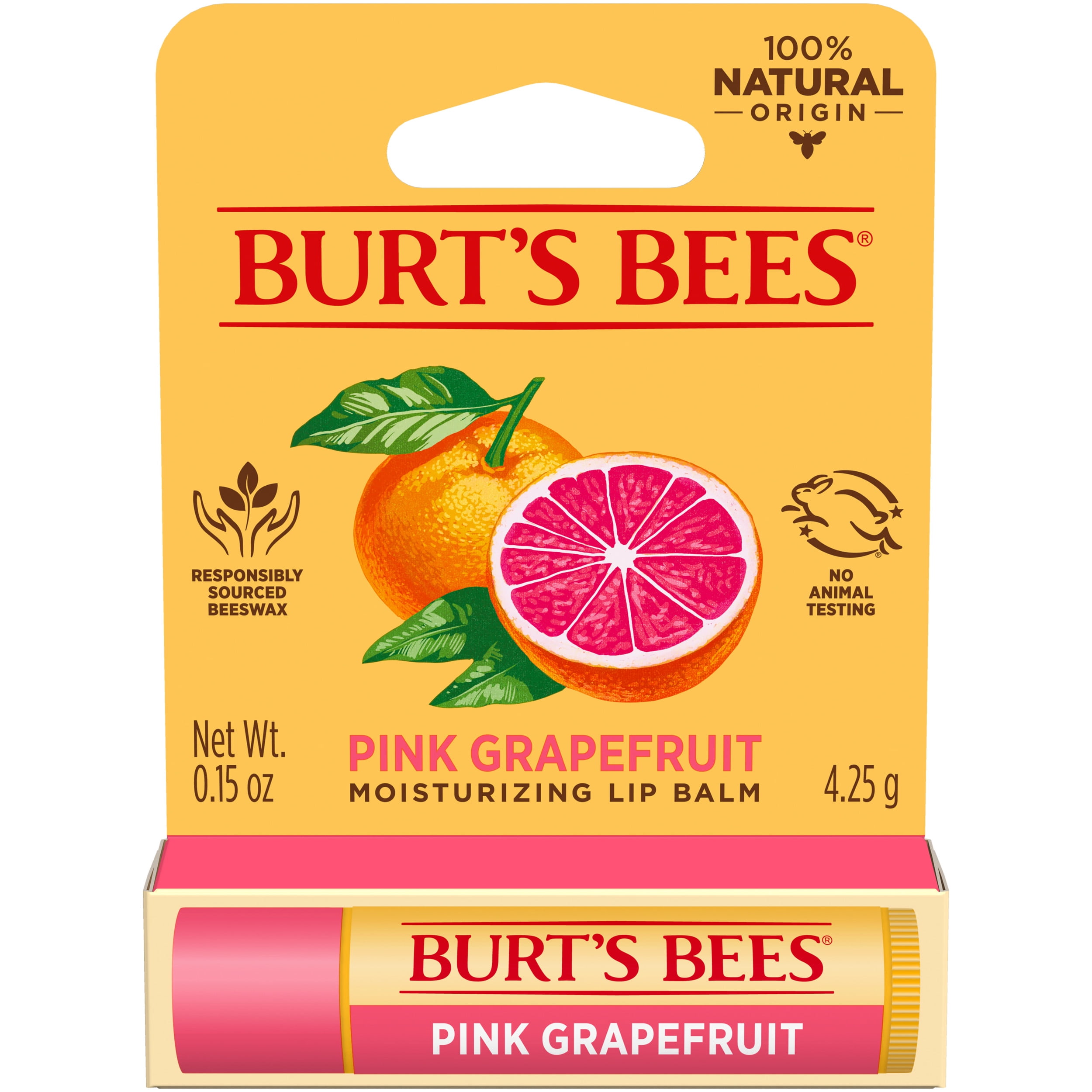 Eco-friendly Organic Pink Grapefruit Lip Balm Tube 0.3 oz