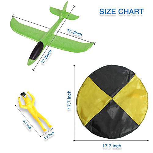 4Pcs Kids Toy Include 2Pcs Parachute 2Pcs Airplanes Nylon Material With Soldiers Flying Toys,Outside Toys For Kids Ages 8-12 Foam Airplane Parachute For Kids For Gardens Parks Squares Beaches 