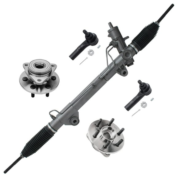 Detroit Axle Replacement for Dodge Dakota Durango [ 4WD w/o ABS ] Front Wheel Hub and Bearing   Power Steering Rack and Pinion   Outer Tie Rods - 5pc Fits select: 2002 DODGE DAKOTA QUAD SLT