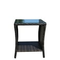 thumbnail image 5 of Side Table Outdoor for Backyard, SHINPT Outdoor Table with Storage, Wicker Side Table with Clear Tempered Glass, Glass Side Table for Yard, Lawn, Outdoor Square Coffee Table for Patio, Garden, 5 of 8