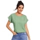 thumbnail image 1 of Blusa Floerns de manga corta para mujer, casual de negocios, color verde S, 1 of 6