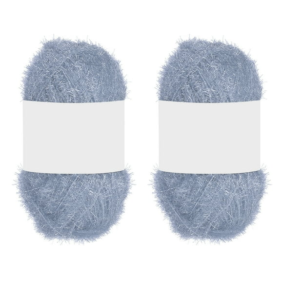 2 Skeins 109 Yards Scrubbie Yarn, Sparkle Yarn Polyester Scrubbie Sparkle Glass for Dishcloths Crocheting Knitting DIY Crafts Blanket Rug Sweater Scarf Hat, Light Gray