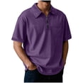 thumbnail image 2 of S-5X Plus Size Golf Shirts for Men Big & Tall Short Sleeve T-Shirts with Pocket and Zipper Collared Pullover Solid Color Washed Vintage Tees Tops, 2 of 6