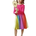 thumbnail image 4 of Actoyo Kids Baby Girl Cotton Long Sleeve Rainbow Dress , Princess Tutu Party Dresses 0-5T, 4 of 13