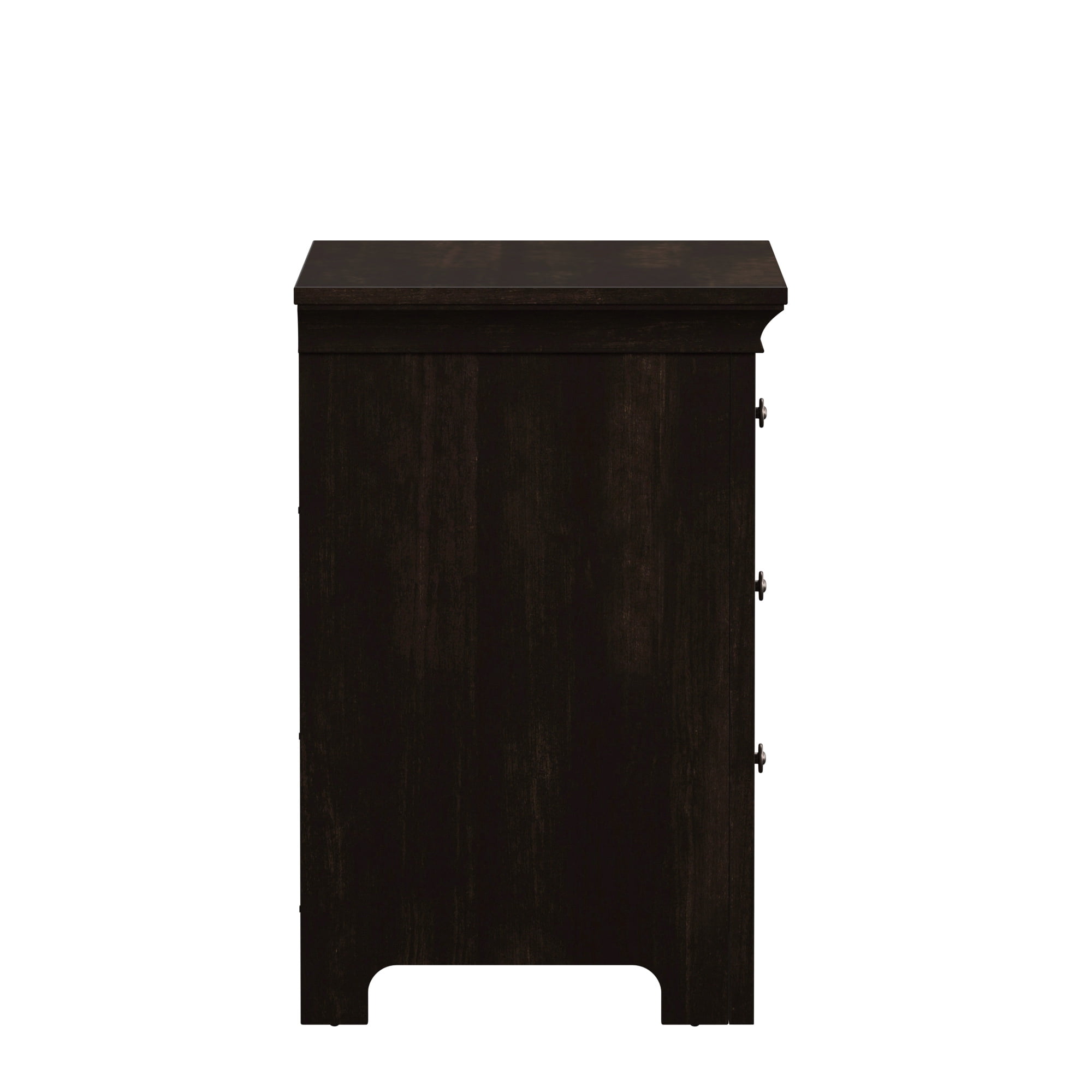 Weston Home Crestler Classic Nightstand with 3-Drawers & Charging Station, Antique Black