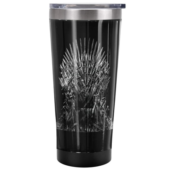 Game Of Thrones Official Iron Throne Metallic Photo 20 oz Travel Tumbler, Stainless Steel, Vacuum Insulated with Leak Resistant Slide-Lock Lid