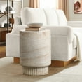 thumbnail image 3 of LuxenHome Travertine-Style Round Ribbed MgO Side Table, 3 of 7