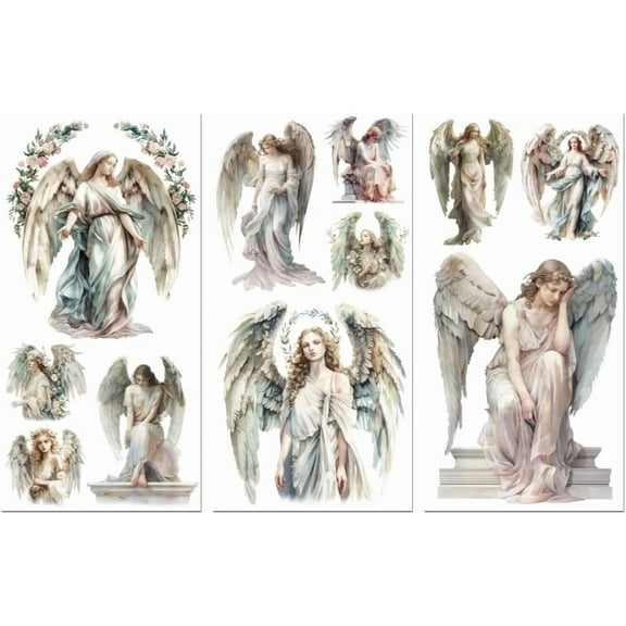 Rub on Transfer Decals for Furniture Crafts Decor Our Lady of Angels 6"x12" 3Pcs Waterproof UV Transfer Decals Sticker for Dresser Glass Porcelain Wood Plastic