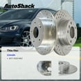 thumbnail image 3 of AutoShack Front Vented Drilled & Slotted Coated Brake Rotors Silver Matte Finish + Ceramic Pads 6-PC Brake Kit Replacement for 2017-2020 Lincoln MKZ TurboGuard 13.58" (345 mm), 3 of 5