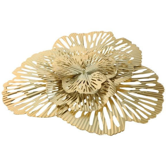 LEORX Triangle Flower Shape Metal Wall Decor Golden 1Pack for Living Room Decor