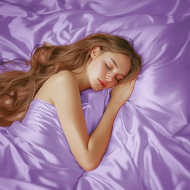 Satin King Sheet Sets - 4 Piece Lavender Silky Satin Sheets King Size Bed Set with Deep Pocket, Luxury Silk Feel King Size Satin Sheet Set (1 Flat Sheet,1 Fitted Sheet,2 Pillow Cases)