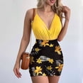 thumbnail image 2 of Conjunto de mono sólido sin mangas con cuello en V de verano Sexy para mujer a la moda + conjunto de falda con estampado Froral Wmkox8yi  bvn3173, 2 of 9