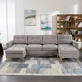 thumbnail image 2 of 110" L-Shape Convertible Sectional Sofa 4 Seats Couch with Movable Ottoman Storage Pockets Modern Upholstered Sofa for Apartment,Grey, 2 of 6