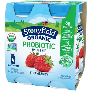 Stonyfield® Organic Probiotic Strawberry Lowfat Yogurt Smoothies 4-6 fl. oz. Bottles