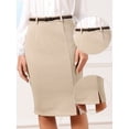 thumbnail image 2 of DARING DIVA Women's Knee Length Skirt with Slit and Belt XS Khaki, 2 of 6