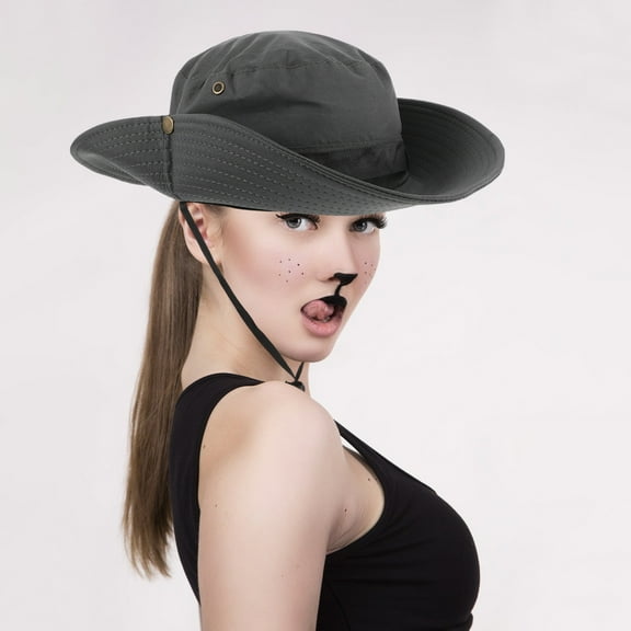 WRITWAA Unisex Black Wide Brim Sun Hat with Uv Protection for Outdoor Hiking and Fishing