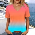 thumbnail image 6 of Ichuanyi Womens Summer Tops Trendy Gradient Color Print Short Sleeve Tshirts Shirts V Neck T Shirts Fashion, 6 of 7