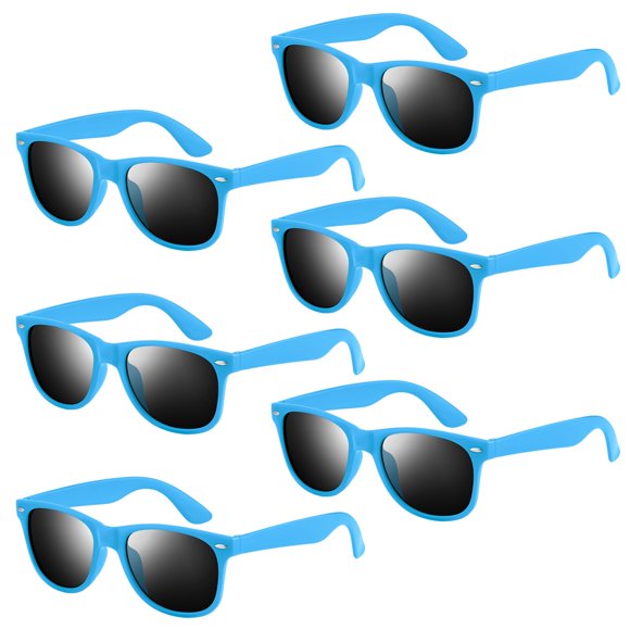 Gafas de Sol NEBURORA Retro en Neón Azul Claro para Adultos, Paquete de 12