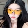 thumbnail image 4 of Night riding night vision Yellow sunglasses retro rimless one-piece riding glasses Windproof glasses UV protective sunglasses, 4 of 5