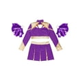 thumbnail image 4 of TiaoBug Kids Girls Cheerleading Outfits Cheer Print Crop Top with Pleated Skirt Purple 8, 4 of 5