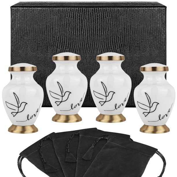 Trupoint Memorials Urnas de cremación para cenizas humanas - Urnas decorativas Urnas para cenizas humanas Urnas femeninas y masculinas para cenizas Urnas funerarias femeninas adultas - Blanco 4 pequeñ