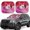 Pink Pig, variant on Naloa Pistachio Green Checkboard 2 Piece Foldable Car Sun Shades, Car Windshield Sunshade, Front Window Sunshade for Car, Truck, SUV - Small