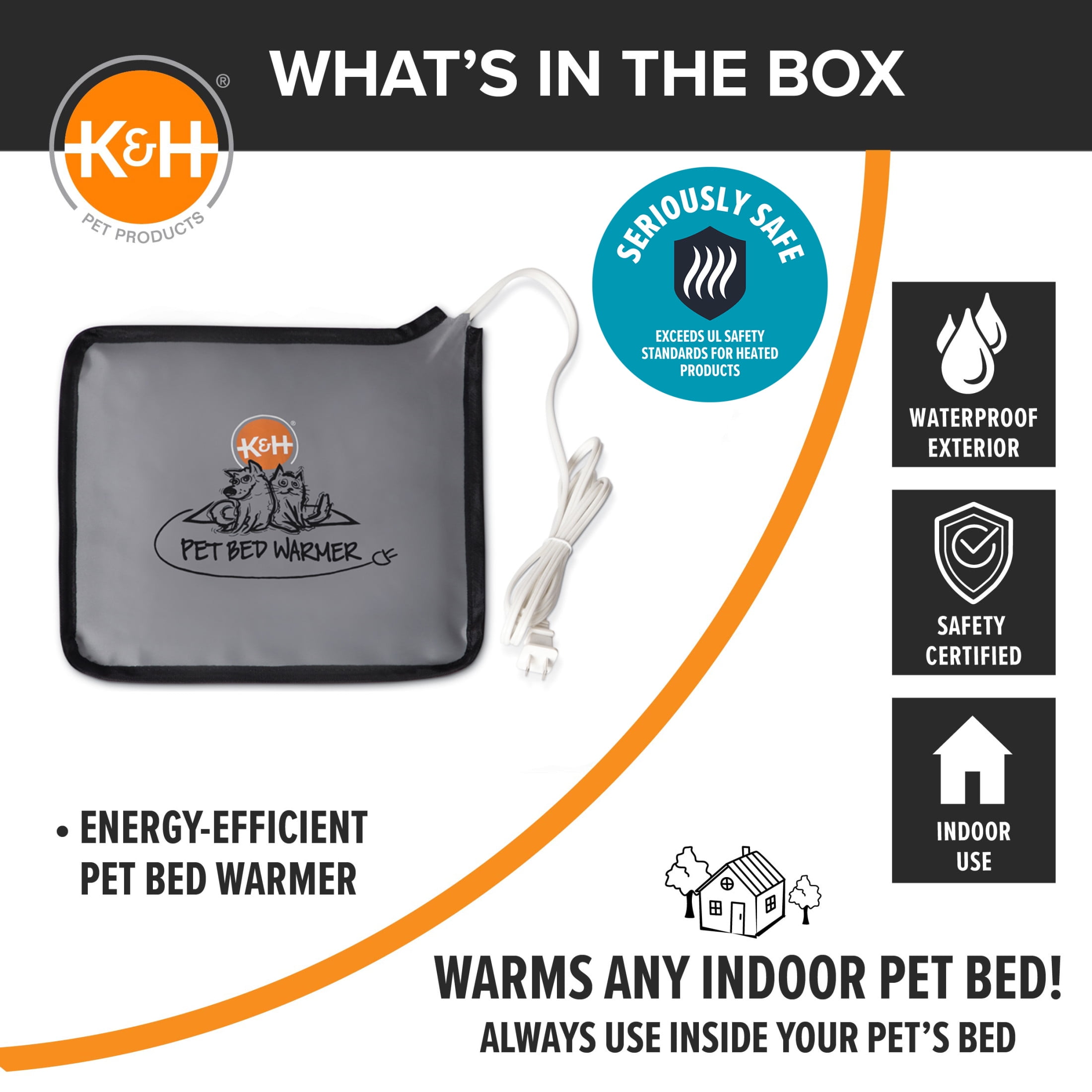 K&H Pet Products Pet Bed Warmer for Cats & Dogs Gray Small 8.5 X 9 Inches