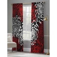 thumbnail image 4 of Red White Sheer Curtains 84 Inch Length 2 Panels Set, Abstract Black Chrysanthemum Flower Floral Voile Window Treatment Rod Pocket Curtains Sheers Drapes for Bedroom/Living Room/Kitchen 52"x84"x2, 4 of 7
