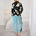thumbnail image 5 of Kll Honey Bees At Night Print Women'S Long Sleeve Pajamas With Pants Sleepwear Loungewear 2 Set-Large, 5 of 9