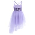thumbnail image 2 of YUUMIN Big Girls Sequins Lyrical Dance Dress Crisscross Back Ballet Leotard Tulle Skirts Purple 13-14, 2 of 5
