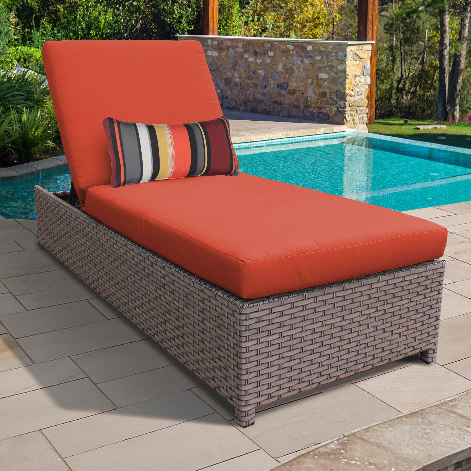 TK Classics Monterey Wheeled Wicker Outdoor Chaise Lounge Chair - image 4 of 11