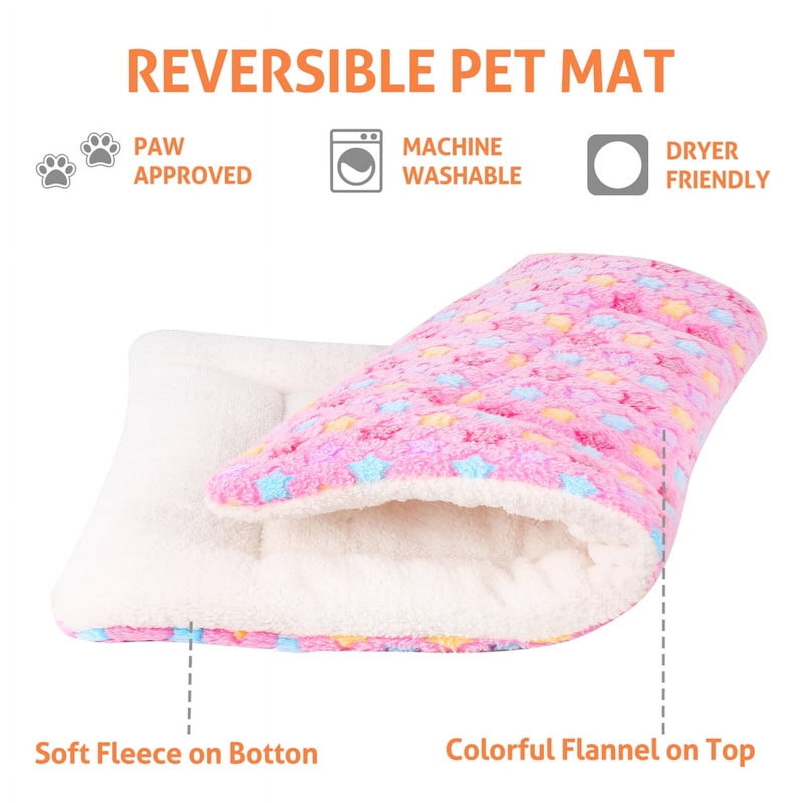 Dog Crate Mats with Cute Star Pattern Washable Pet Bed for Large Dogs Cozy Reversible Dog Crate Bed, Pink, 29*19.5