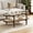 Walnut, variant on Rattan Coffee Table, Oval Tempered Glass Wood Tea Table, Living Room Table with Storage Shelf, Boho Center Table for Living Room or Office, Brown, 48 Inch