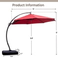thumbnail image 4 of LAUSAINT HOME 11 FT Outdoor Patio Umbrella with Base, Aluminum Cantilever Umbrella with Crank, Red, 4 of 7
