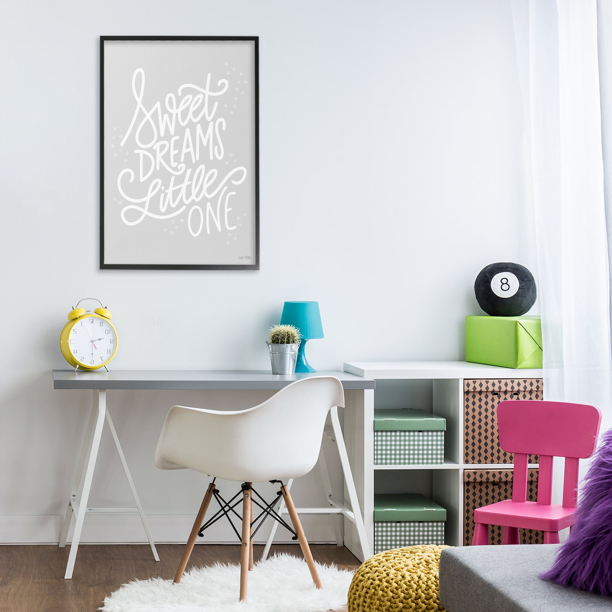 Stupell Industries Sweet Dreams Little One Typography Painting Black Framed Art Print Wall Art, 20 x 30