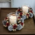 thumbnail image 4 of JWshufel Candle Wreath Christmas Garland Artificial Flowers Decor Rustic Centerpiece Home Decor Suit for Holiday Parties 7.1in Red, 4 of 7