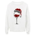 thumbnail image 2 of Fangasis Women Pullover Wine Glass Print Tops Crew Neck Christmas Sweatshirt Ladies Loose Fit Xmas Party White 3XL, 2 of 3
