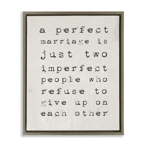 Stupell Industries A Perfect Marriage Inspirational Inspirational Painting Brown Floater Framed Canvas Art Print Wall Art, 17 x 21
