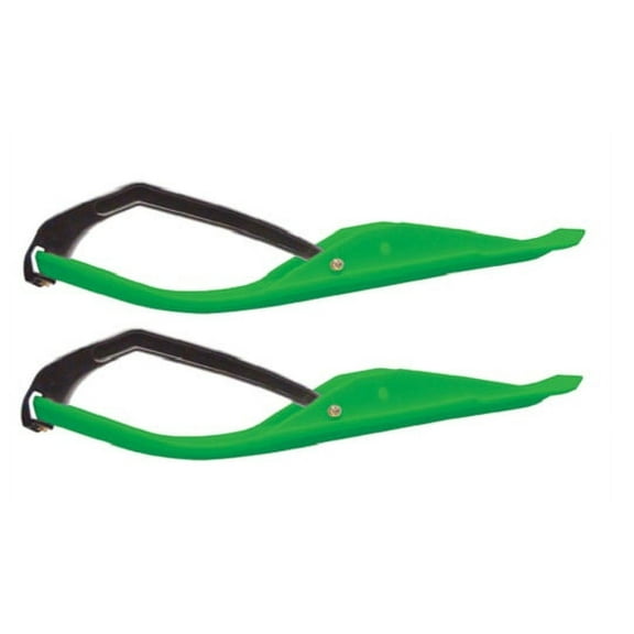 Pair of Green C&A Pro MINI Snowmobile Skis W/Black C&A Pro Loops