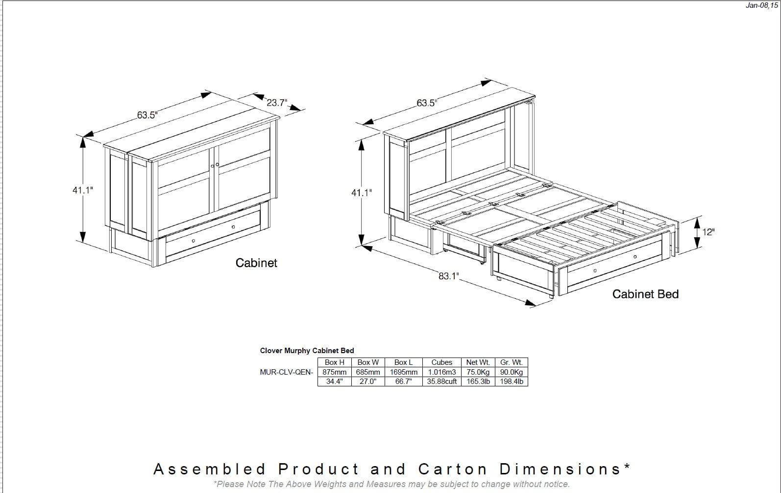 Night Amp Day Furniture Murphy Cabinet Bed With Mattress White