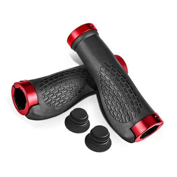 Puños de manillar de bicicleta, aleación de aluminio y goma, antideslizantes, para reemplazo de ciclismo, color rojo