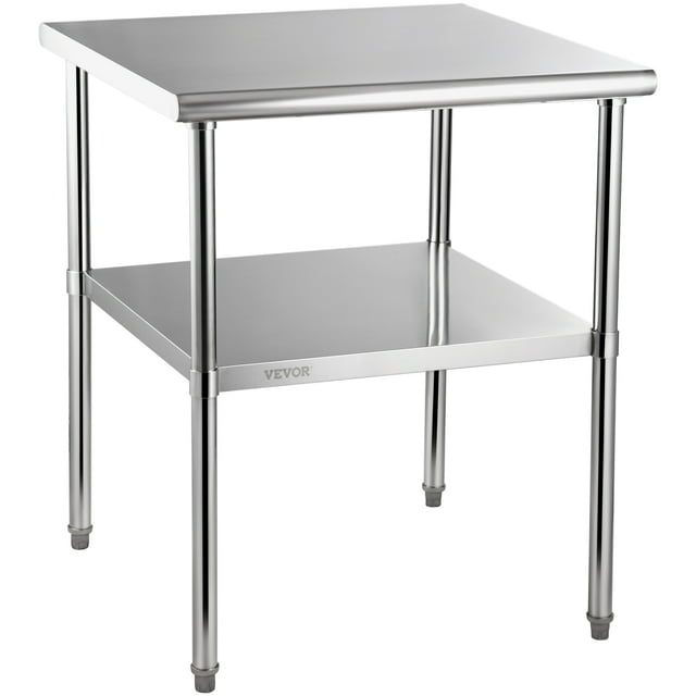 KFFKFF Metal Prep Station, Dimensions 30 x 30 x 36 Inch, Can Bear Up to 800lbs, Robust Metal Workbench with Customizable Undershelf & Feet, Suitable for Commercial Kitchen, Garage, Restaurant