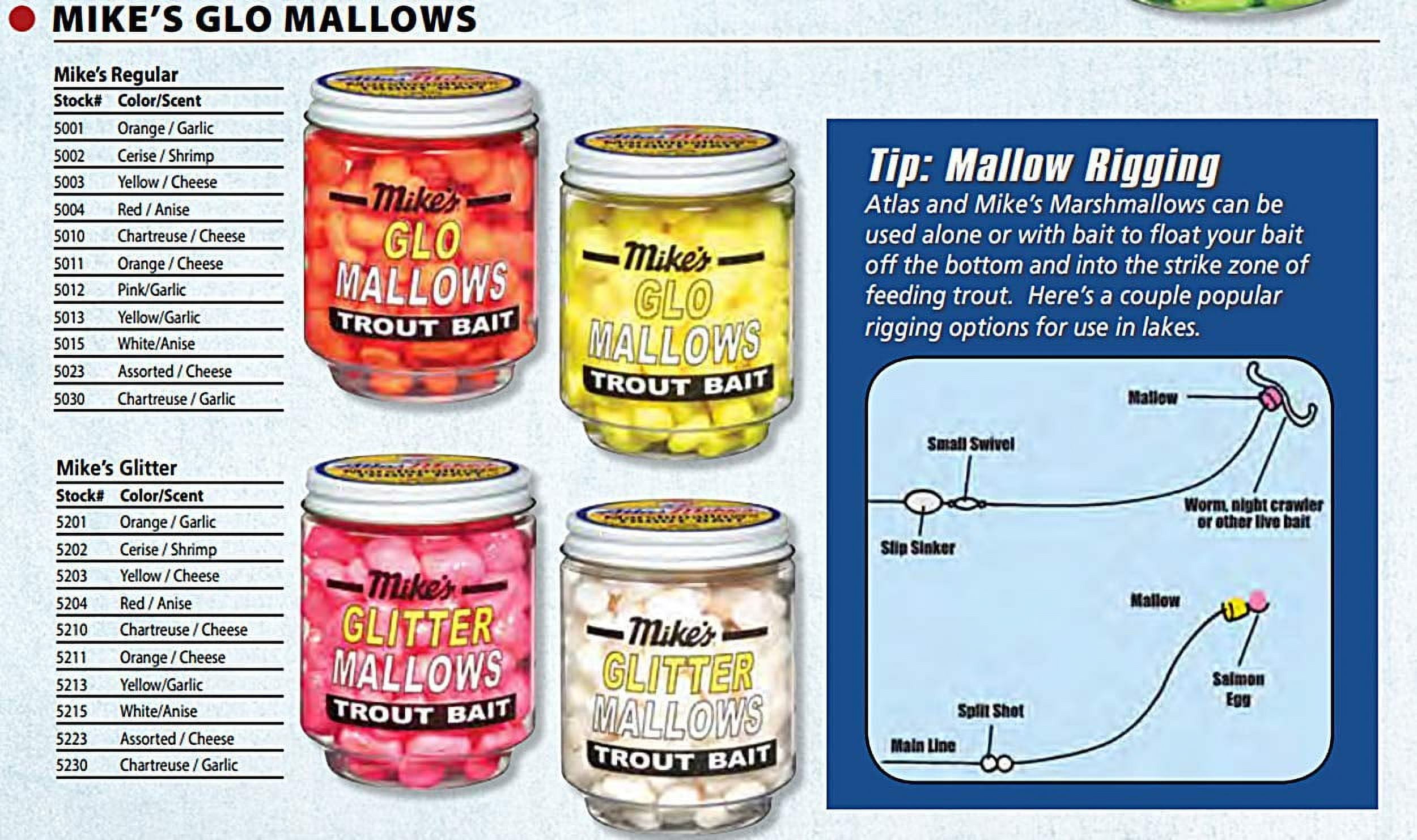 (2 pack) Atlas Mike's Glitter Glo Mallows Trout Bait, Anise Scented, White, 1.5 oz